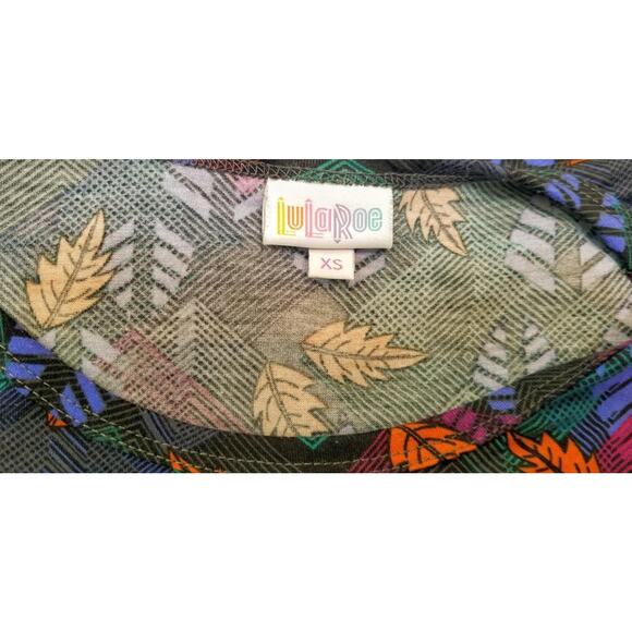LULAROE Leaves Autumn Print High Low Long Dress Stretch Tee Shirt Pocket XS - Picture 10 of 11